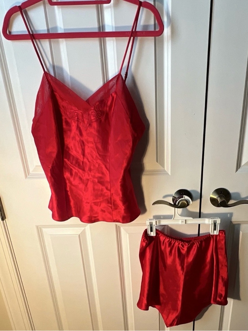 kathy ireland Red Satin Camisole & Shorts Sleep Set